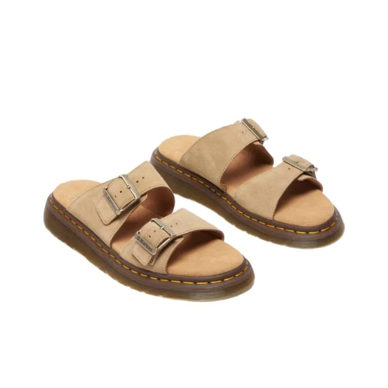 Dr. Martens Josef Suede Slide Sandals Savannah Tan Bronx Suede-2