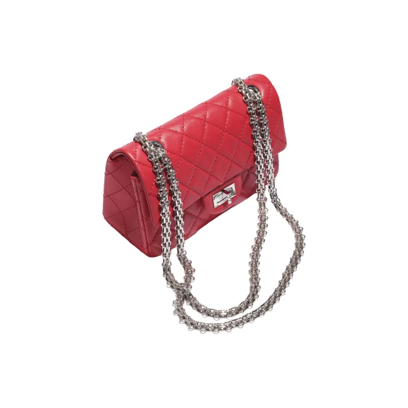 CHANEL Calfskin Crossbody Bag Shoulder Bag Mini Women's Deep Red-2