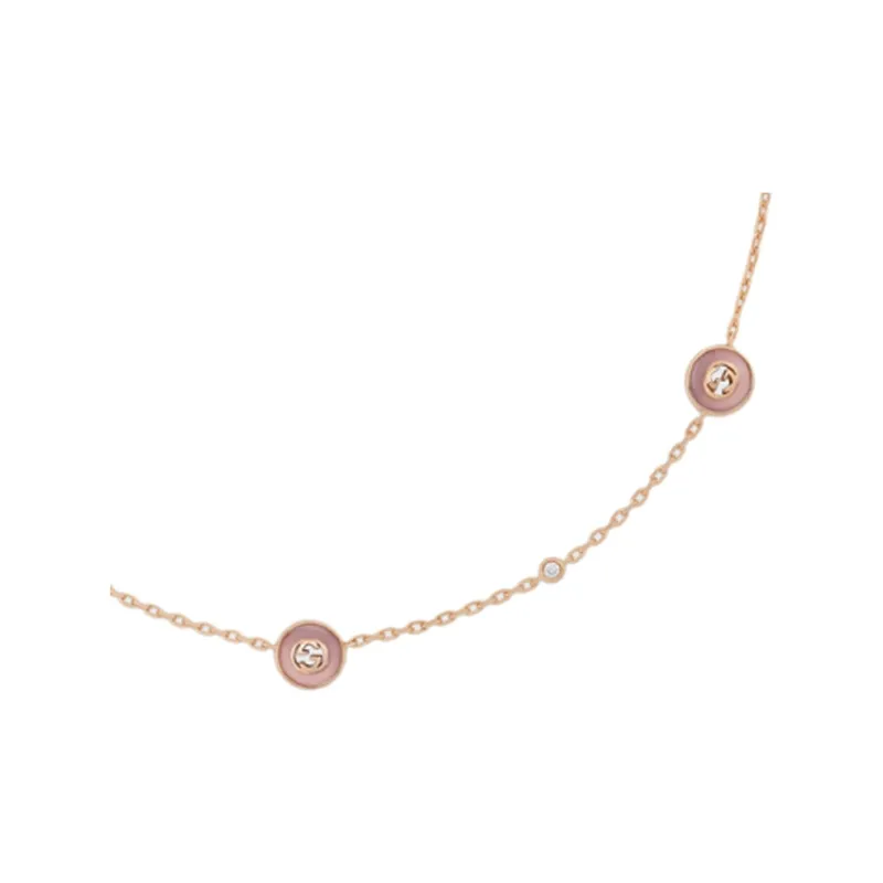 GUCCI Diamond Necklaces Unisex Rose Gold-2