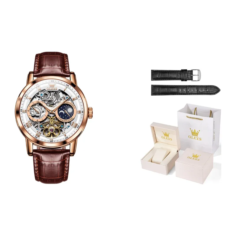 OLEVS Wisdom Series Mechanical Movement Watch Men's Watches White Dial-11