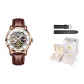 Brown Leather Rose Case White Dial Men's