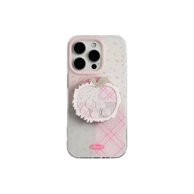 Sopi Acrylic Material Ins Patchwork Pink Floral Phone Cases Compatible With IPhone 16/15 Pro Max/Apple 13/14 Pro/Max-0