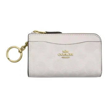 COACH Coated Canvas Card Holder Mini Women's White & Chalk