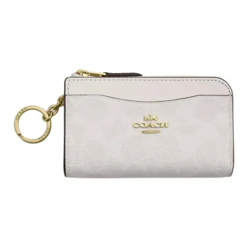 COACH Coated Canvas Card Holder Mini Women's White & Chalk