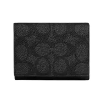 COACH Trifold Wallet Coated Canvas Wallet Mini Men's Black