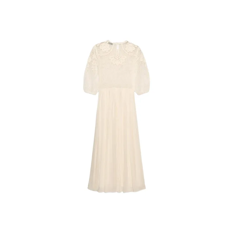 ZARA ZW Series Long Sleeved Dresses Women's Raw White-1