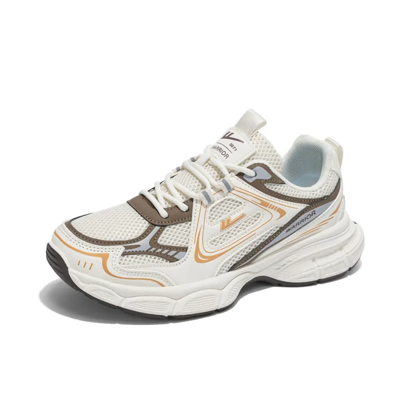 Warrior Wear Resistant Breathable Height Increasing Low Top Chunky Sneakers Men's Beige Brown-1