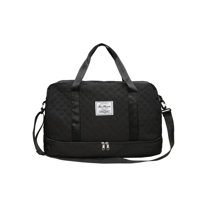 Deli Bear Nylon Fabric Shoulder Bag Large Size Unisex Black/White/Gray/Pink-0