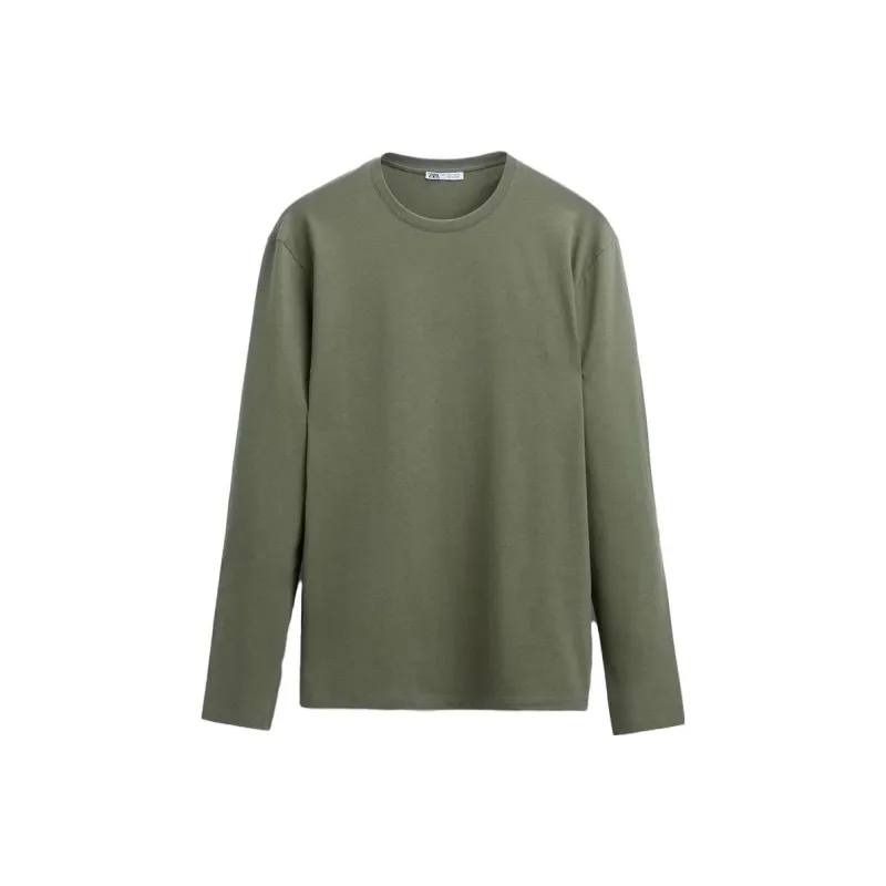 ZARA T-Shirts Men Olive Green-0