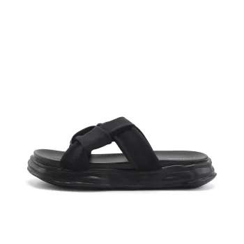 TOM TAILOR PU Polyurethane Slip Resistant Abrasion Resistant Cushioning Slide Slippers Men's Black