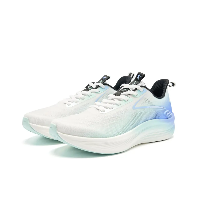 QIAODAN Light Speed 5.0 Cushioning Coverage Lightweight Low Top Sprint Running Shoes Men's White Black Blue-2