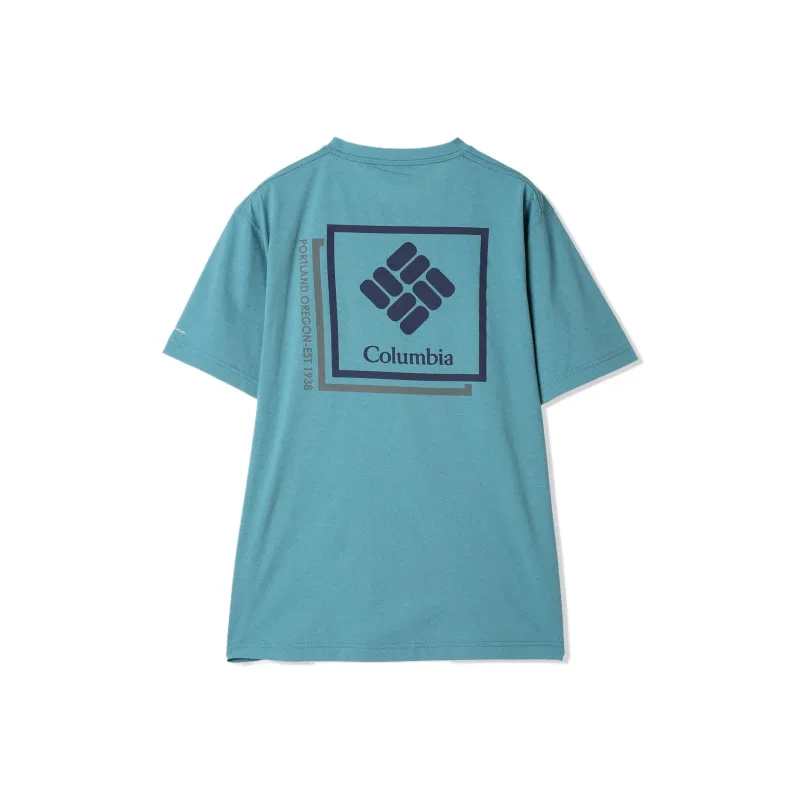 Columbia T Shirt Men's Blue Green-1