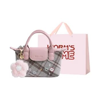 Worm's Home Nylon Fabric Handbag Women's Pink