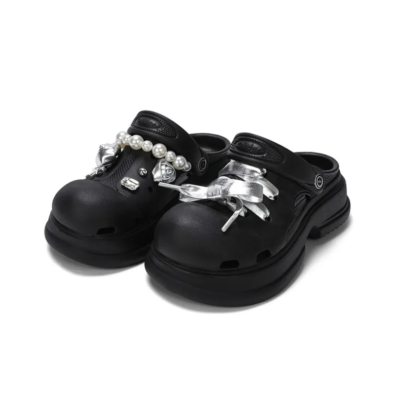 Ouder Sand Open Ended Smiley Collection, Heart Holes All Summer, Blackberry Ice Cream Clogs Women's Black-3