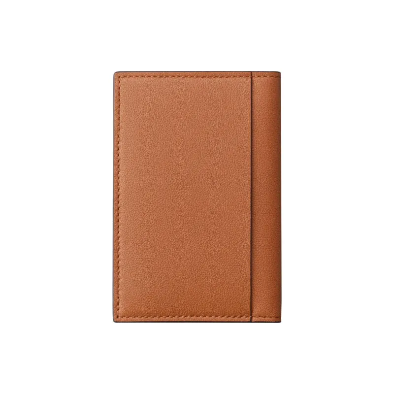 CARTIER Calfskin Card Holder Men's Caramel & Burgundy Red-1
