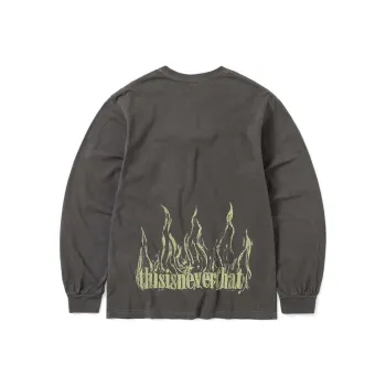 Thisisneverthat SS24 Flame Onyx L/S Tee Charcoal T Shirt Unisex Dark Gray