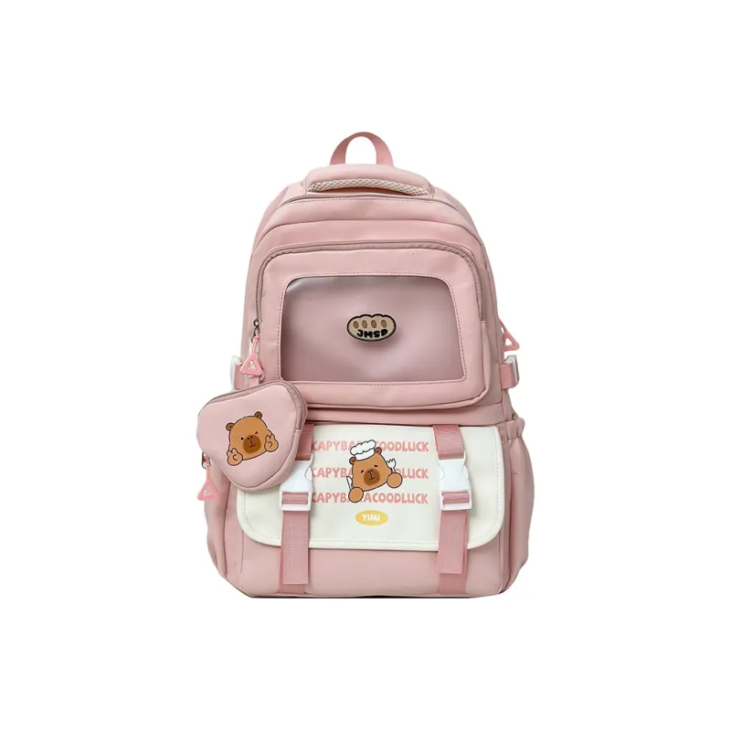 Deli Bear Polyester Backpack Unisex Pink/White/Yellow/Khaki/Black-5