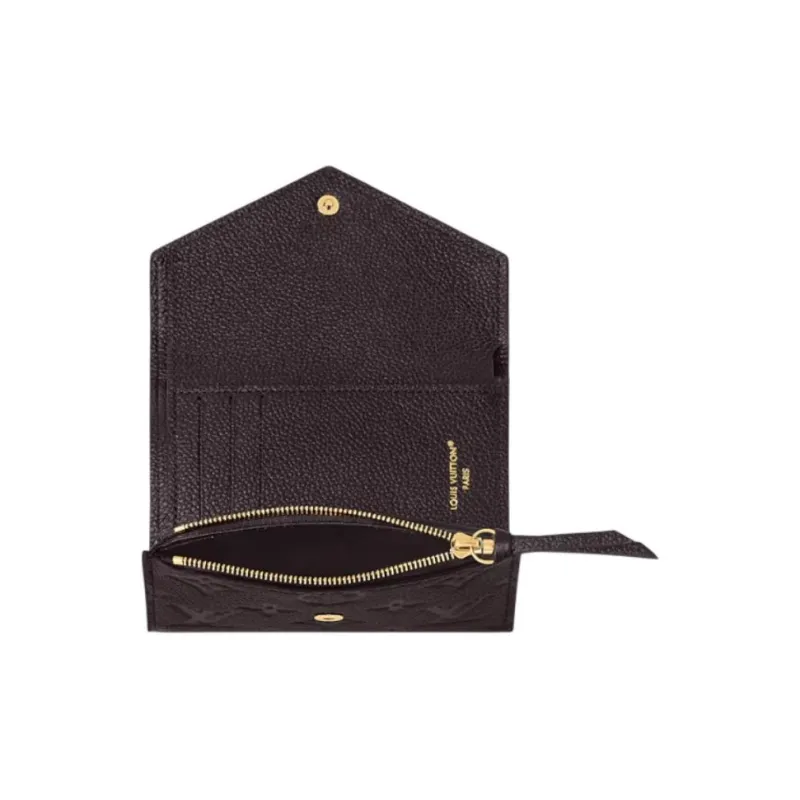 LOUIS VUITTON Victorine Embossed Textured Cow Leather Wallet Regular Women's Chocolate-3