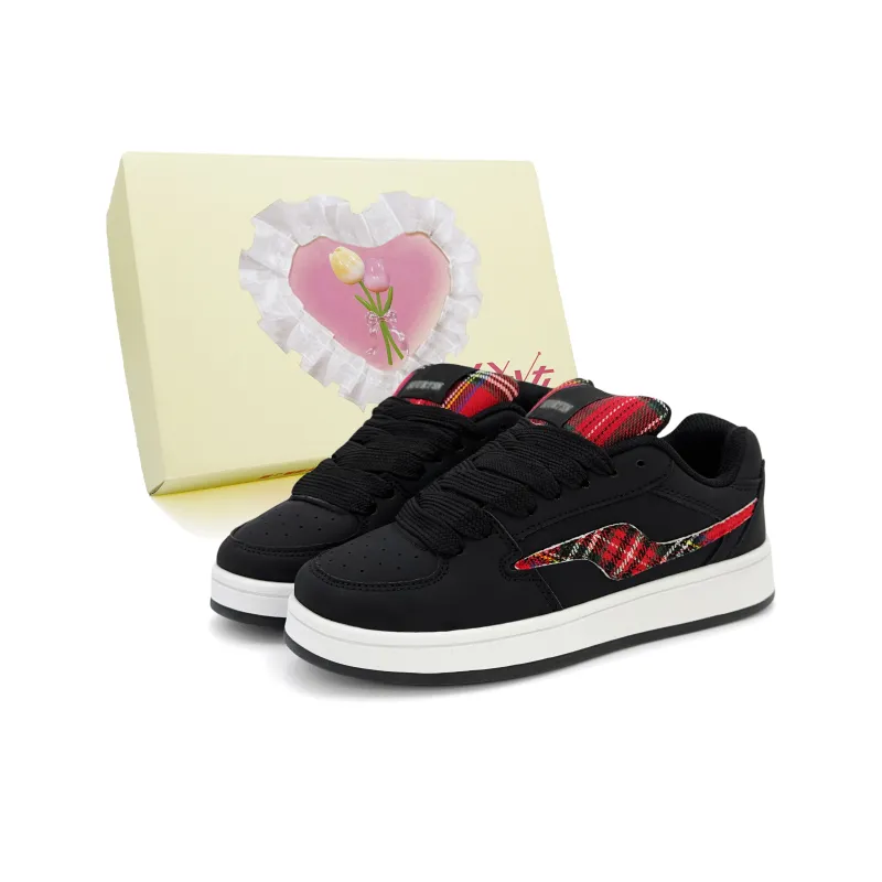 FULLXUAN Low Top Skateboard Shoes Women's Black Multicolor-0