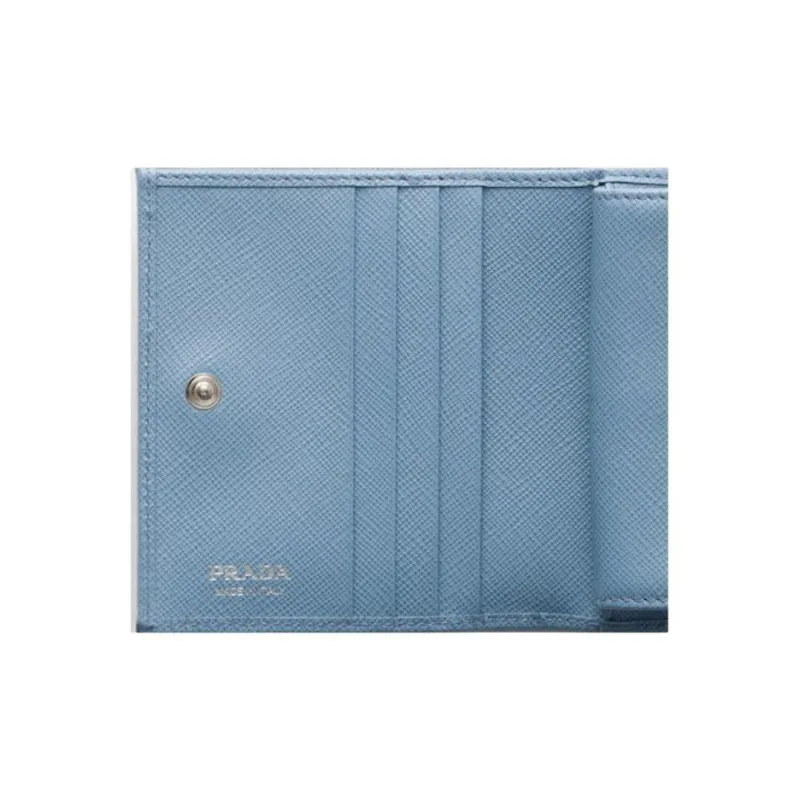 PRADA Leather Wallet Trumpets Women's Blue-4