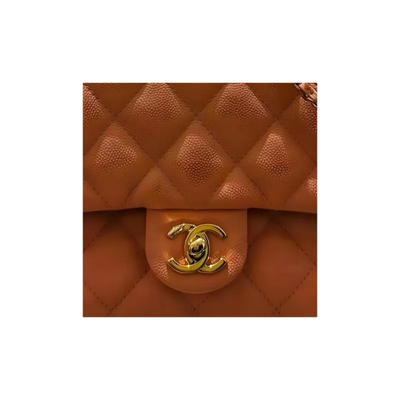 CHANEL Grain Embossed Calfskin Flap Bag, Crossbody Bag, Shoulder Bag Mini Women's Light Orange-1