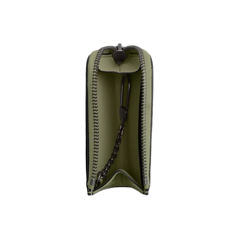 COACH Leather Key Pouch Mini Men's Moss Green-1