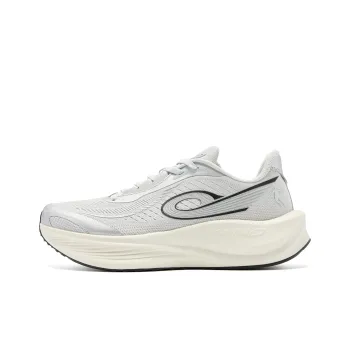 QIAODAN Strong Wind 3TR Running Shoes Men Low Top Gray Silver Ancient Porcelain White