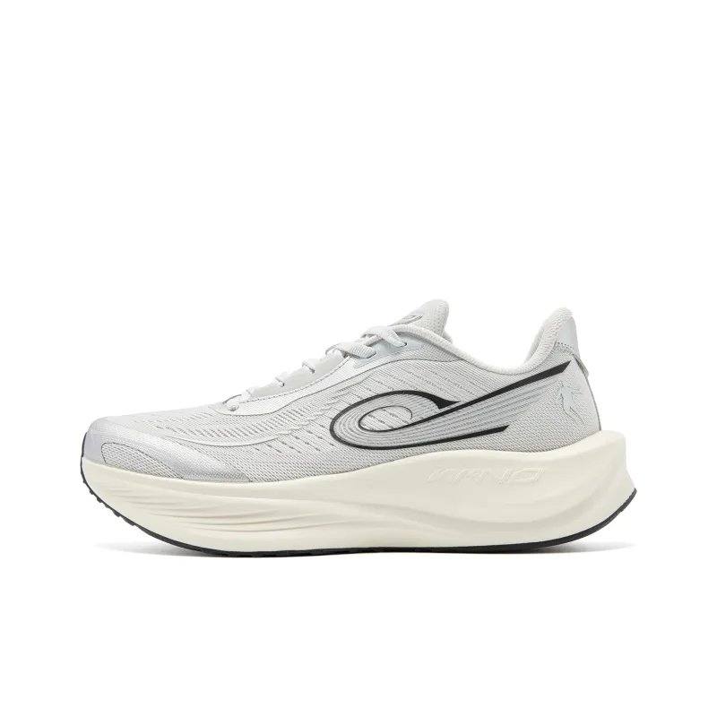 QIAODAN Strong Wind 3TR Running Shoes Men Low Top Gray Silver Old Porcelain White-0