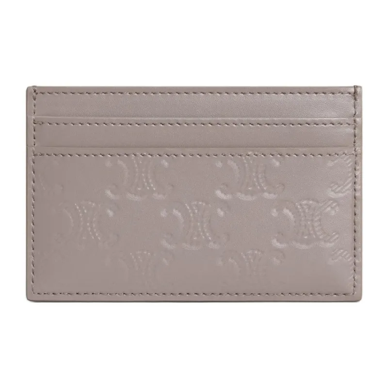 CELINE Triomphe Calfskin Card Holder Medium Size Men's Gray-2