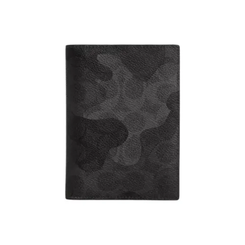 COACH Passport Case Canvas Card Holder Mini Men's Black Gray Color