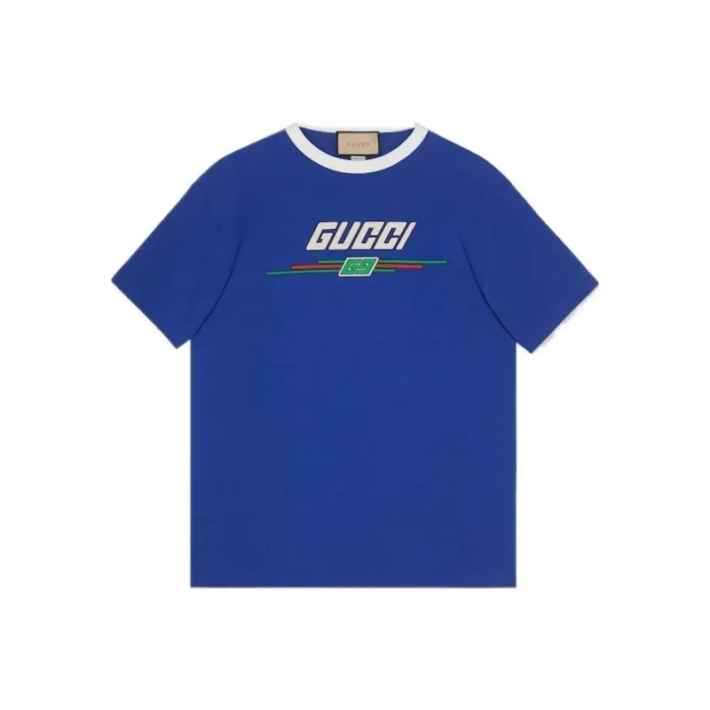 GUCCI T Shirt With Gucci Print T Shirt Men's Blue-0