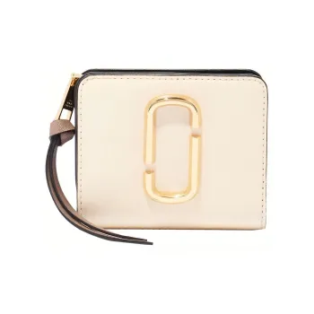 MARC JACOBS Cow Leather Wallet Mini Women's Black/Ecru