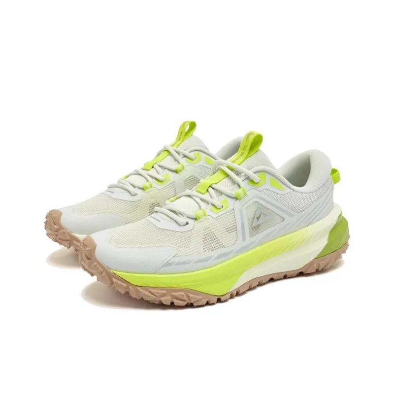 QIAODAN Abrasion Resistant Slip Resistant Low Top Trail Running Shoes Men's Gray Green-1