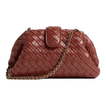 Bottega Veneta Lauren 1980 Lambskin Clutch Large Size Women's Sapele