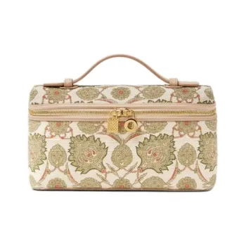 Loro Piana ExtraPocket Silk With Cow Leather One Shoulder Handbags Women's Sunset Glow & Green Fluorite & Sun Gold
