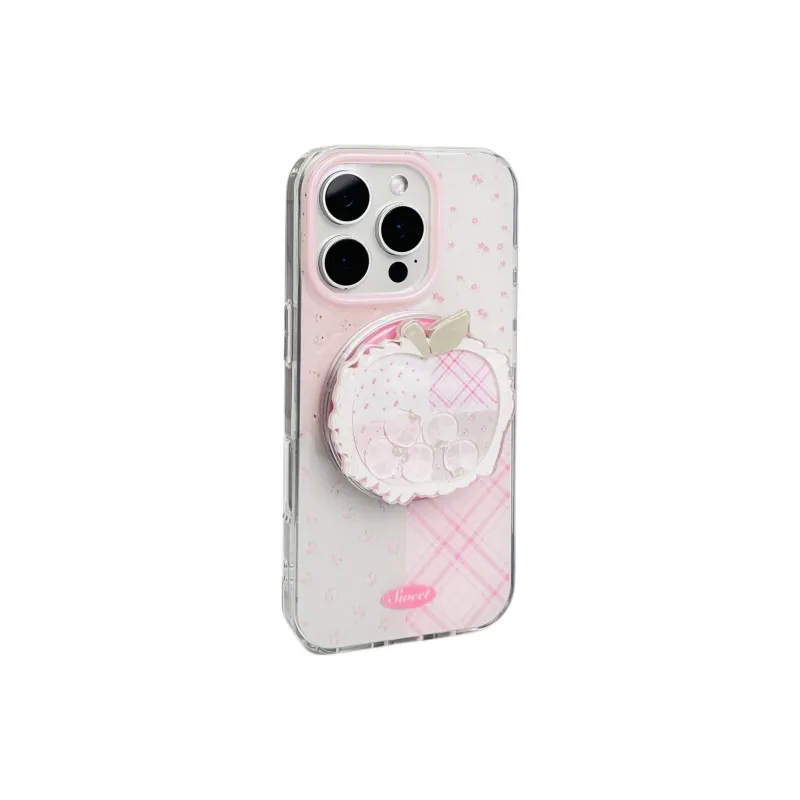Sopi Acrylic Material Ins Patchwork Pink Floral Phone Cases Compatible With IPhone 16/15 Pro Max/Apple 13/14 Pro/Max-1