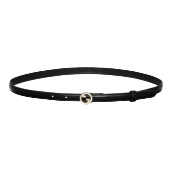 GUCCI Leather Belts Women's Black Width 1.5CM