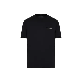 EMPORIO ARMANI Lightweight Jersey T shirt With Logo Embroidery And Ribbed Trim