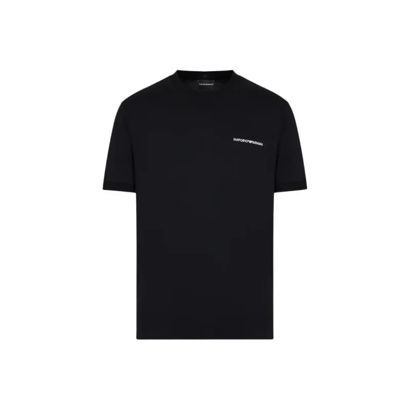 EMPORIO ARMANI Lightweight Jersey T shirt With Logo Embroidery And Ribbed Trim-0
