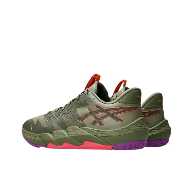 Asics Unpre Ars 2 Cushioning, Slip Resistant, And Abrasion Resistant Low Top Basketball Shoes Men's Green Pink-2