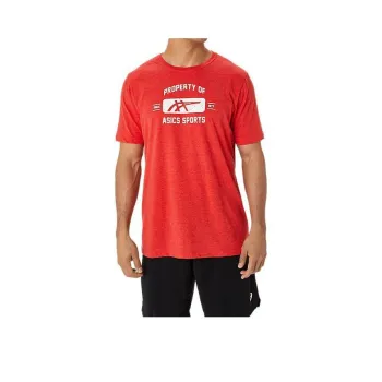 Asics Short Sleeve Property Of Sports Tee T-Shirt Unisex Red Heather