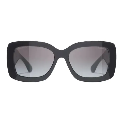 CHANEL Irregular Shape Sunglasses Unisex Black