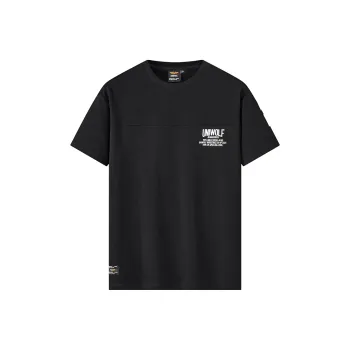 UNIWOLF Drop Shoulder Sleeve T Shirt Unisex Black
