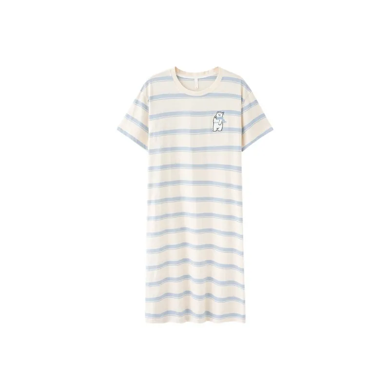 JINXU Nightgown Women's Light Blue-0
