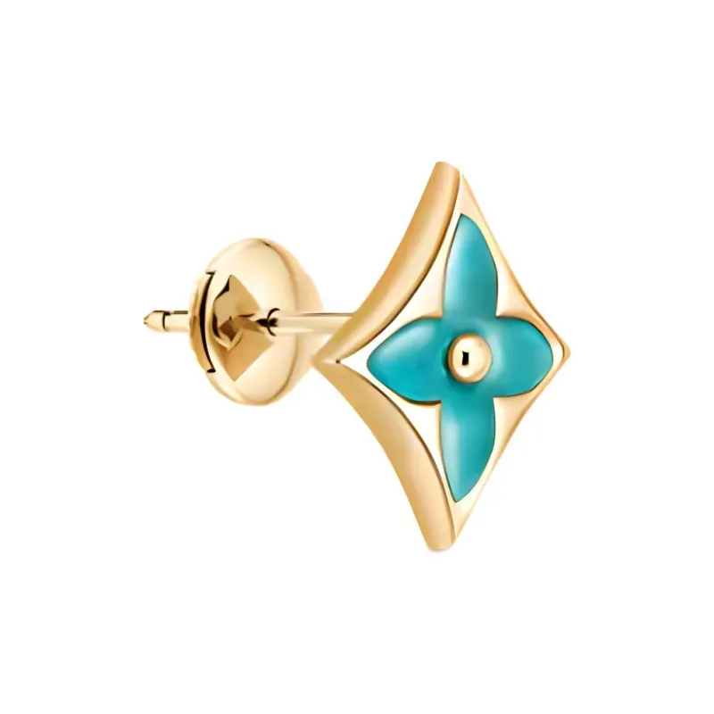 LOUIS VUITTON 18K Gold Stud Earrings Women's Green-1
