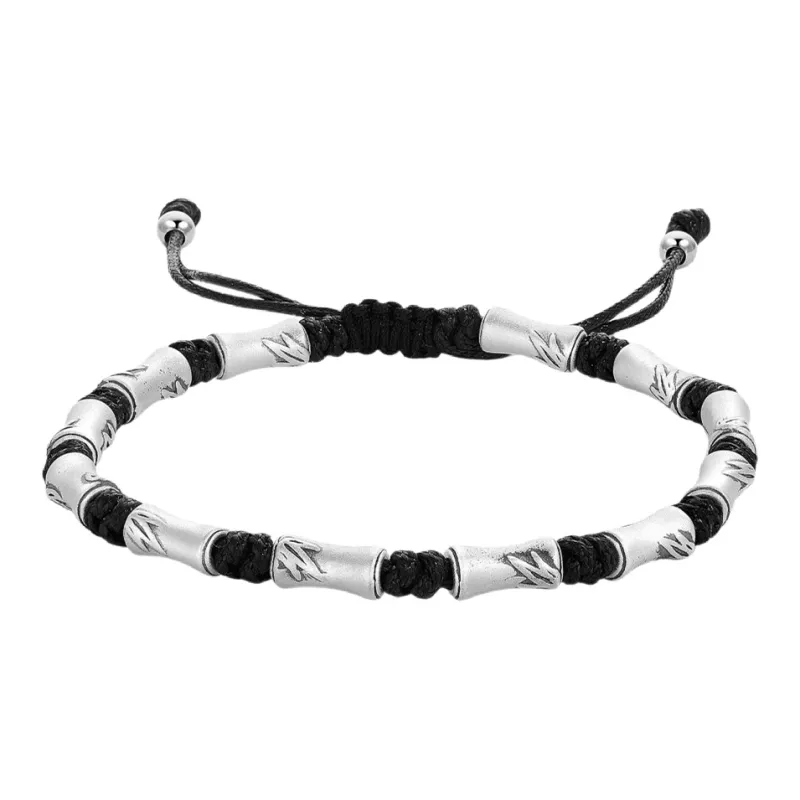 YINI Premium 999 Fine Silver Bamboo Woven Bracelet Men's-0