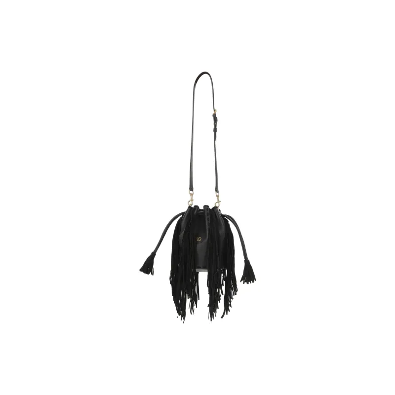 Valentino Calfskin Bucket Bags Shoulder Bags Women's Black-0
