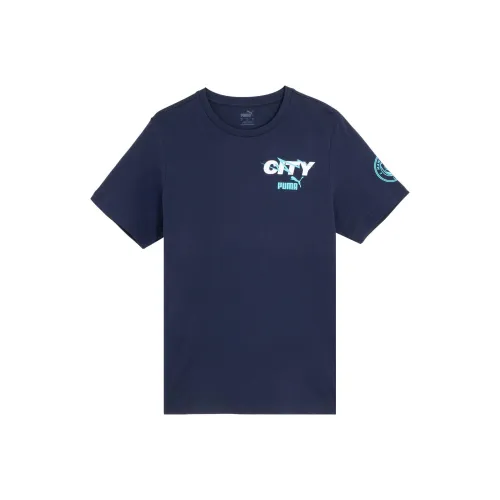 PUMA Manchester City Football Club MCFC FTBLICONS T-Shirt Men's Marine Blue-White