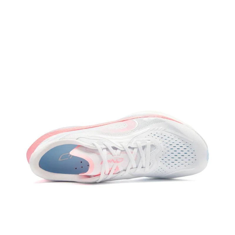 QIAODAN Strong Wind 3.0 Cushioned Slip Resistant Abrasion Resistant Low Top Marathon Running Shoes Women's White Pink-3