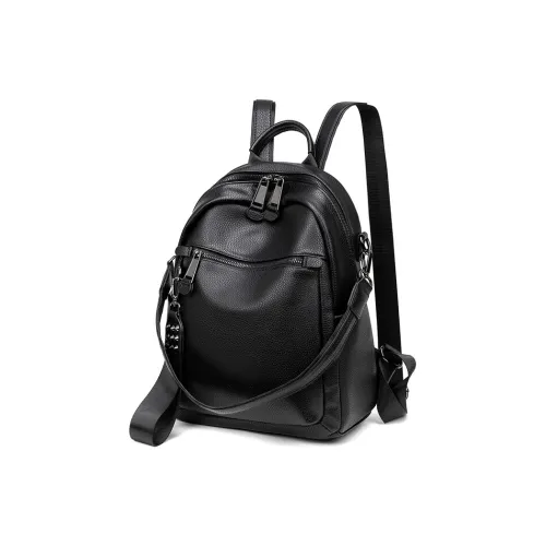 VANDEE Leather Backpack Shoulder Bag Regular Women's Black